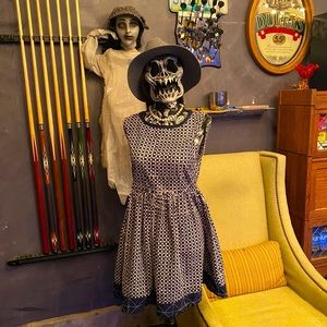 Blue and cream dress